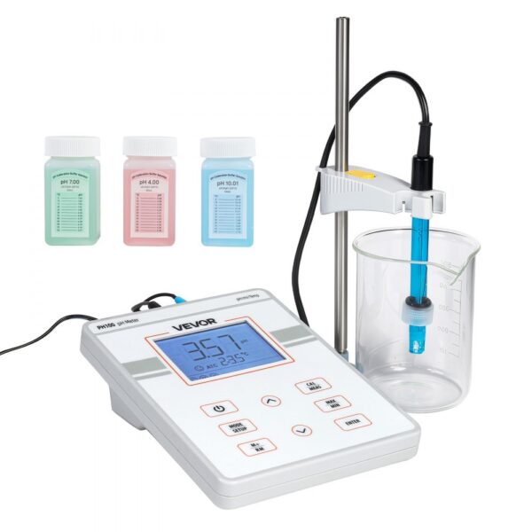 VEVOR Tisch-pH-Meter, Messbereich pH 0–14, Speicher für bis zu 50 Messwerte