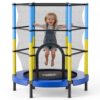 VEVOR Trampolin Mini für Kinder mit 60 kg Tragkraft Sicherheitsnetz 140 cm, Gartentrampolin Outdoor/ Indoor
