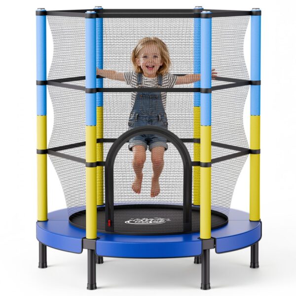 VEVOR Trampolin Mini für Kinder mit 60 kg Tragkraft Sicherheitsnetz 140 cm, Gartentrampolin Outdoor/ Indoor