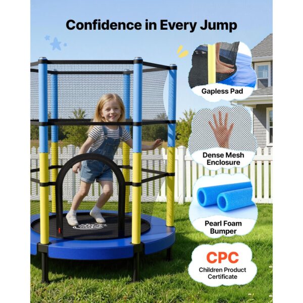 VEVOR Trampolin Mini für Kinder mit 60 kg Tragkraft Sicherheitsnetz 140 cm, Gartentrampolin Outdoor/ Indoor – Bild 4