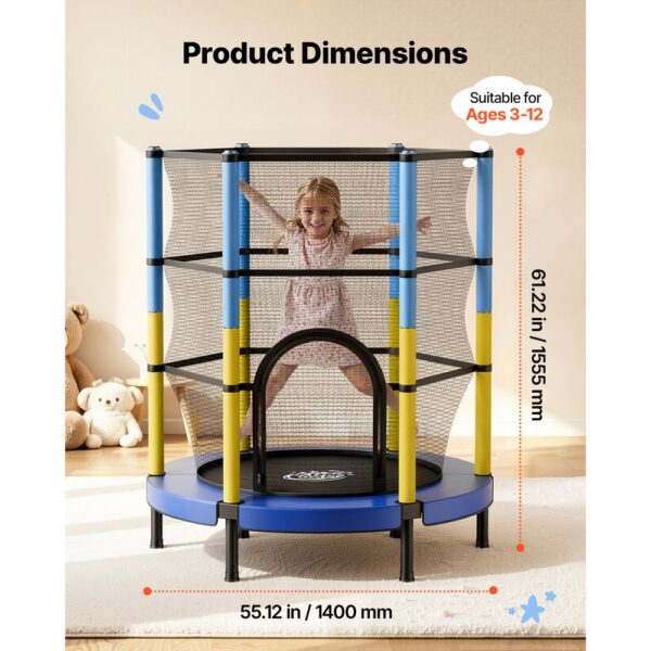 VEVOR Trampolin Mini für Kinder mit 60 kg Tragkraft Sicherheitsnetz 140 cm, Gartentrampolin Outdoor/ Indoor – Bild 5