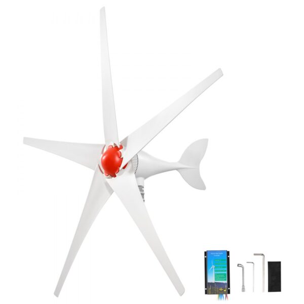 VEVOR 800W 12V Horizontale Windkraftanlage Windgenerator mit MPPT & PWM, 5 Rotorblätter, 3-Phasen-Wechselstrom