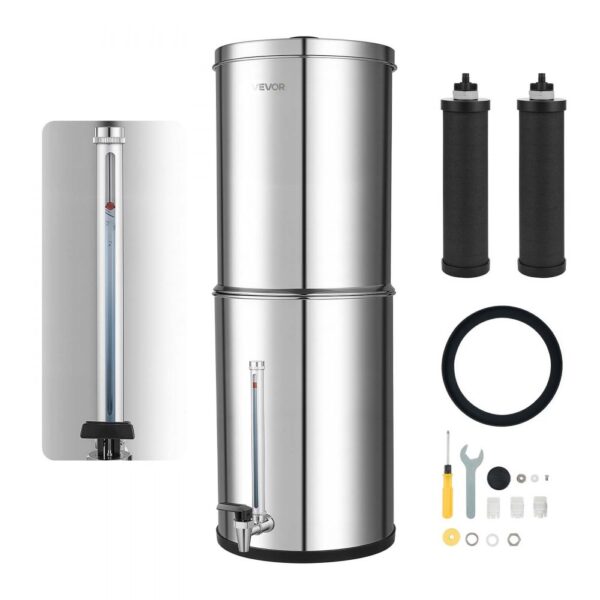 VEVOR Schwerkraft-Wasserfilter Wasserfiltersystem 12,3 L Edelstahl 304, mit 2 Aktivkohlefiltern VEVOR Schwerkraft-Wasserfilter Wasserfiltersystem 12,3 L Edelstahl 304, mit 2 Aktivkohlefiltern