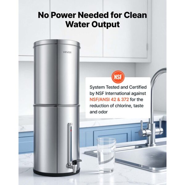 VEVOR Schwerkraft-Wasserfilter Wasserfiltersystem 12,3 L Edelstahl 304, mit 2 Aktivkohlefiltern – Bild 2 VEVOR Schwerkraft-Wasserfilter Wasserfiltersystem 12,3 L Edelstahl 304, mit 2 Aktivkohlefiltern – Bild 2