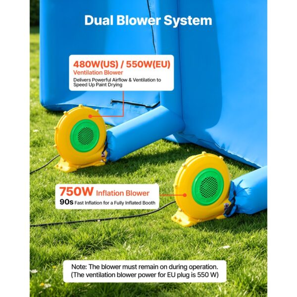 VEVOR Aufblasbare Lackierkabine 7x4x2,75m Spritzkabine Autolackierzelt Blau – Bild 5