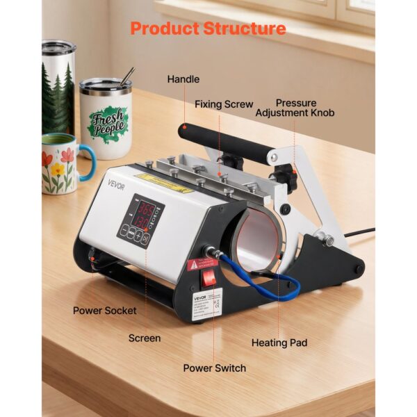 VEVOR Tassenpresse Becherdruckmaschine Mug Sublimationspresse 887 ml Weiß – Bild 3