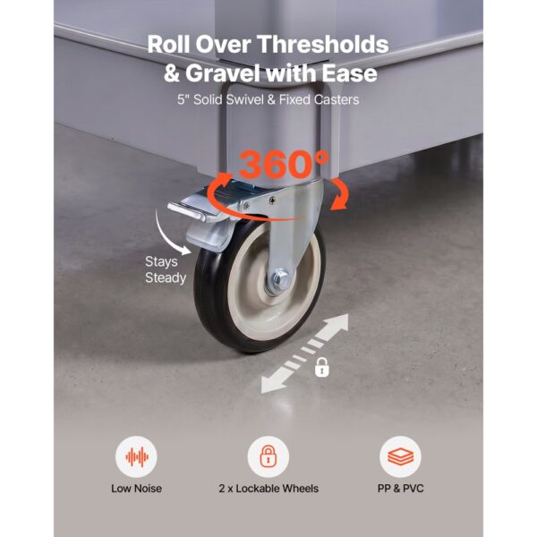 VEVOR Servicewagen Werkstattwagen Rollwagen aus PP 1010x440x845mm Grau, Werkzeugwagen mit 250 kg Tragkraft – Bild 4 VEVOR Servicewagen Werkstattwagen Rollwagen aus PP 1010x440x845mm Grau, Werkzeugwagen mit 250 kg Tragkraft – Bild 4