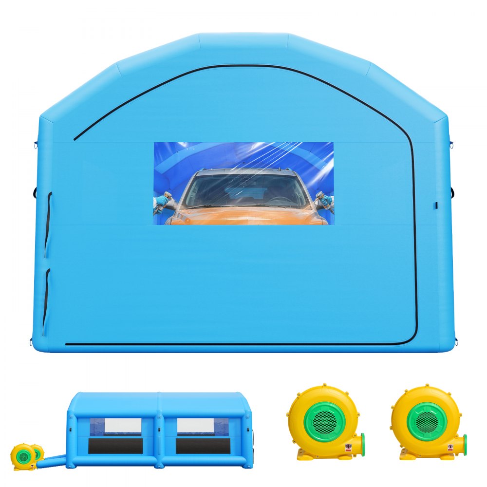 VEVOR Aufblasbare Lackierkabine 8x4,5x3 m Spritzkabine Lackierzelt Blau