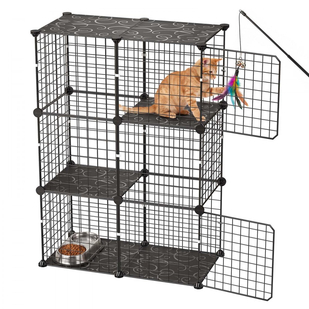 VEVOR Katzenkäfig Katzengehege 3-Stock Katzenauslauf 71,1x35,5x104,1cm