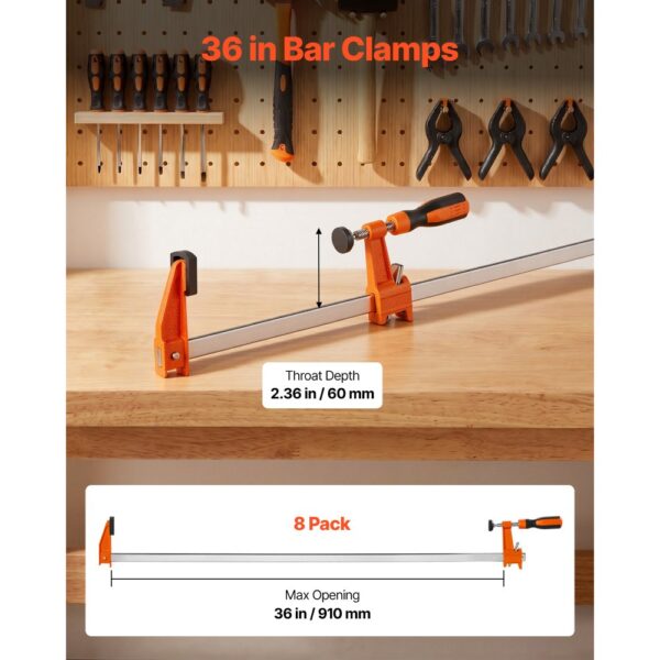 VEVOR Schraubzwingen 8er-Pack, 91,4 cm Öffnungsweite, 272 kg Klemmzwingen – Bild 2