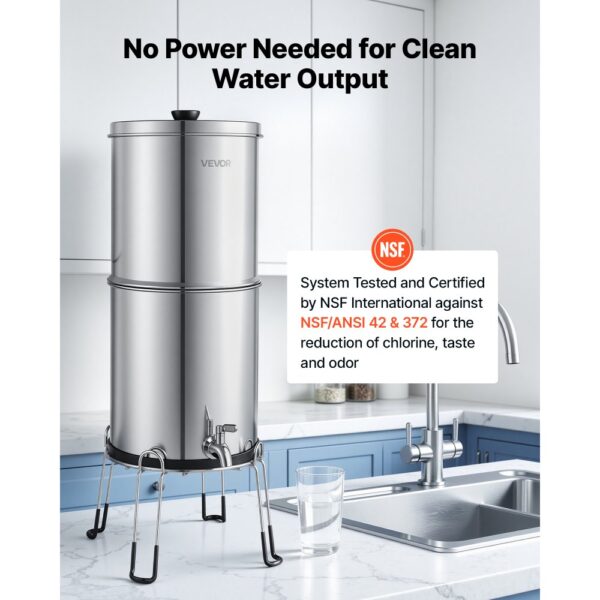 VEVOR Schwerkraft-Wasserfilter Wasserfiltersystem 8,52 L Edelstahl 304, für Zuhause und Camping – Bild 2