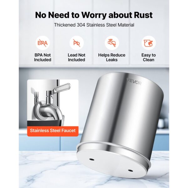 VEVOR Schwerkraft-Wasserfilter Wasserfiltersystem 8,52 L Edelstahl 304, für Zuhause und Camping – Bild 5
