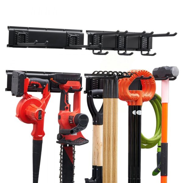 VEVOR Gerätehalter Wandhalterung Werkzeughalter 838,2 mm 181 kg Tragkraft, 2 Schienen & 5 Haken