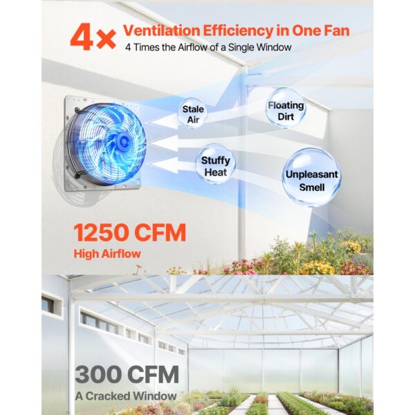 VEVOR 312mm Abluftventilator mit Lamellen Industrie Wandventilator 34W, 2124m³/h, 1400U/min – Bild 2