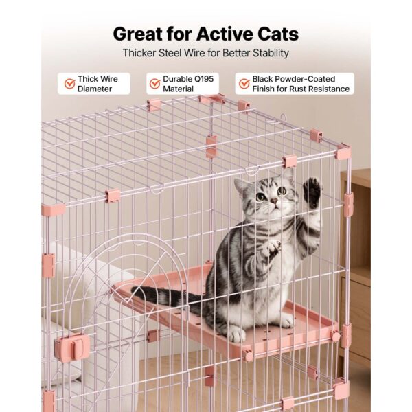 VEVOR Katzenkäfig Katzengehege 4-Stock Katzenauslauf 84x60,5x163,5 cm, Rosa – Bild 4