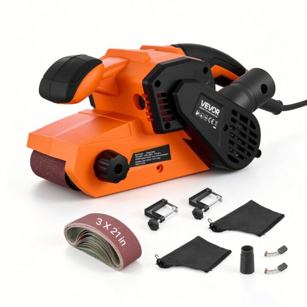 VEVOR 750W Bandschleifer Elektrischer Holzschleifer 7,6x53,3cm Bandgröße, 3,2-6,2m/s Drehzahlregelung