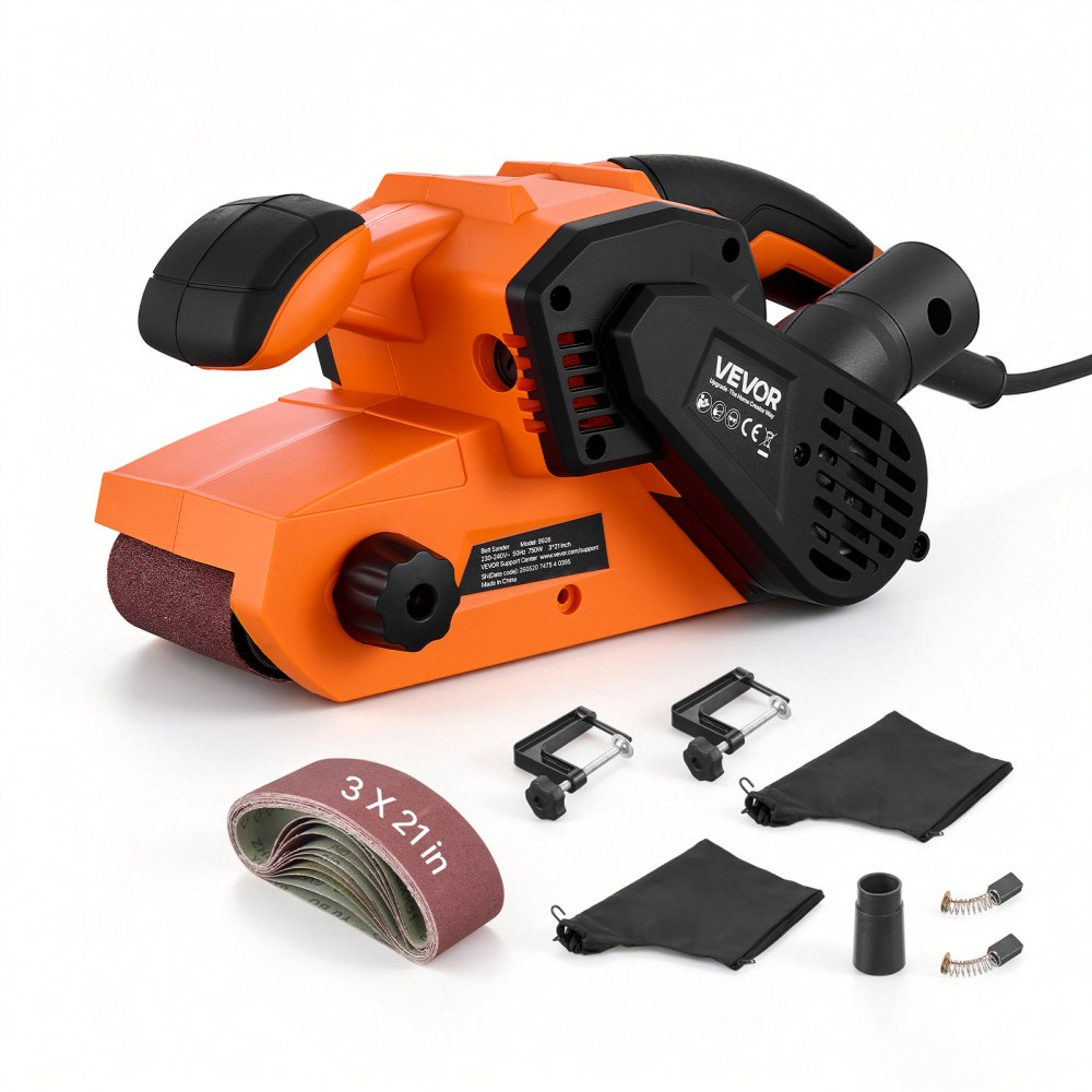 VEVOR 750W Bandschleifer Elektrischer Holzschleifer 7,6x53,3cm Bandgröße, 3,2-6,2m/s Drehzahlregelung