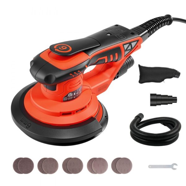 VEVOR 400W Exzenterschleifer 152mm Bürstenloses Schleifgerät Holzschleifer, 4000-10000U/min, 10 Schleifpapiere