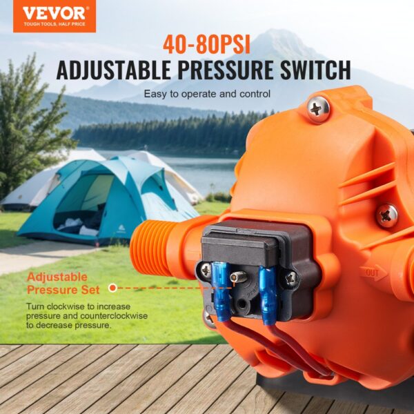 VEVOR 12-V-Membranpumpe, 13,25 L/min, 50 PSI, 1/2 Zoll MNPT-Anschluss, für Wohnmobil – Bild 3