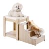 VEVOR Etagenbett für Haustiere mit Treppe, Fenstersitz für Hunde/Katzen, Haustierbettcouch 120x50x65cm (Beige)