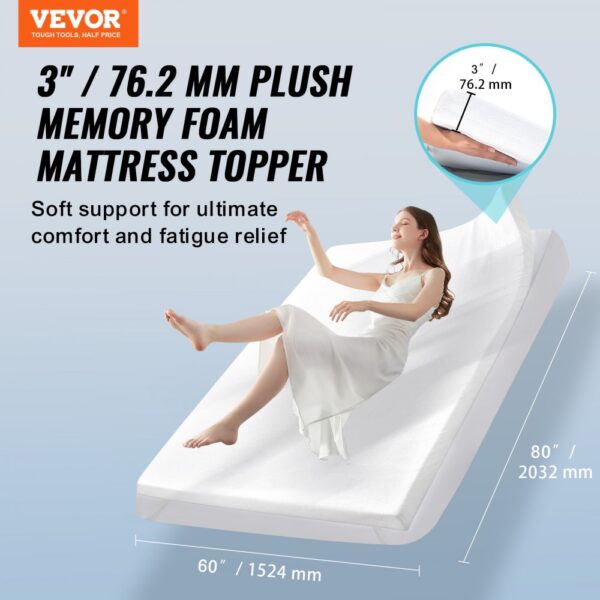 VEVOR Matratzenauflage, Queen Size, 76,2 mm Dicke, weiche Memory Foam-Auflage – Bild 2