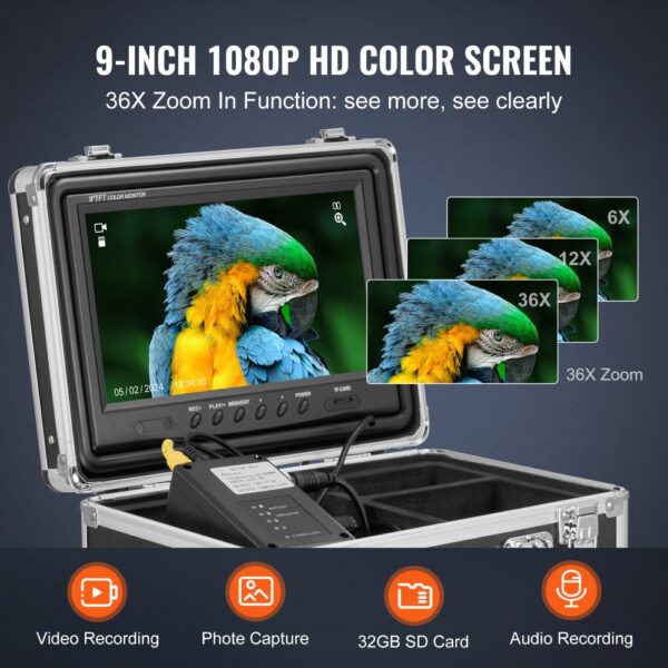 VEVOR Kanalkamera 50 m mit 512-Hz-Ortungsgerät, 9-Zoll-1080P-HD-Bildschirm – Bild 4