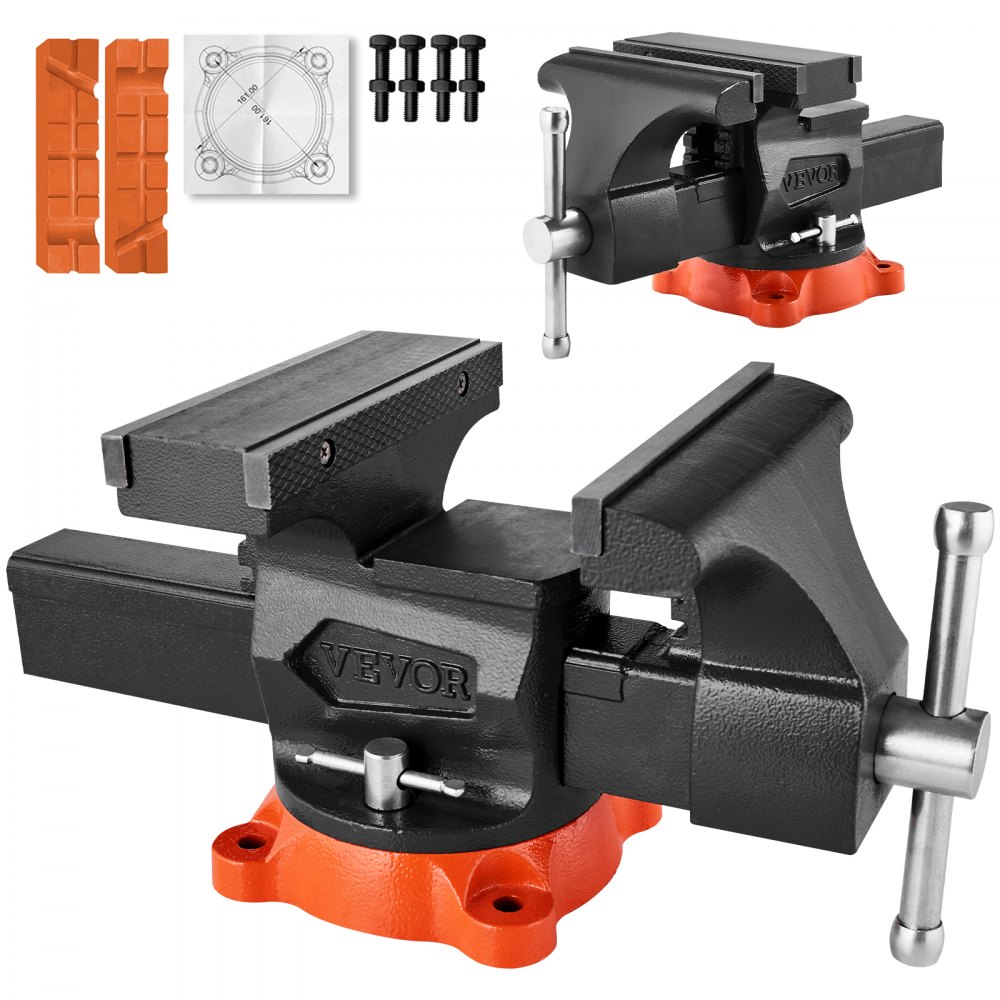 VEVOR Schraubstock, 203 mm Backenbreite, 203 mm max. Backenöffnung, 360° schwenkbare Feststellbasis