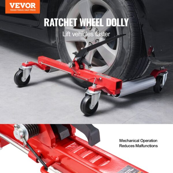 VEVOR Radwagen 680 kg Tragkraft Rangierroller mit Ratschenfunktion Reifenroller für PKW und SUV Ideal – Bild 2