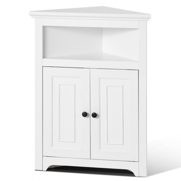 VEVOR Eckschrank Aufbewahrungsschrank mit 3-stufiger Regalen Mehrzweckschrank (845 mm Hohe) mit 2 Holztüren