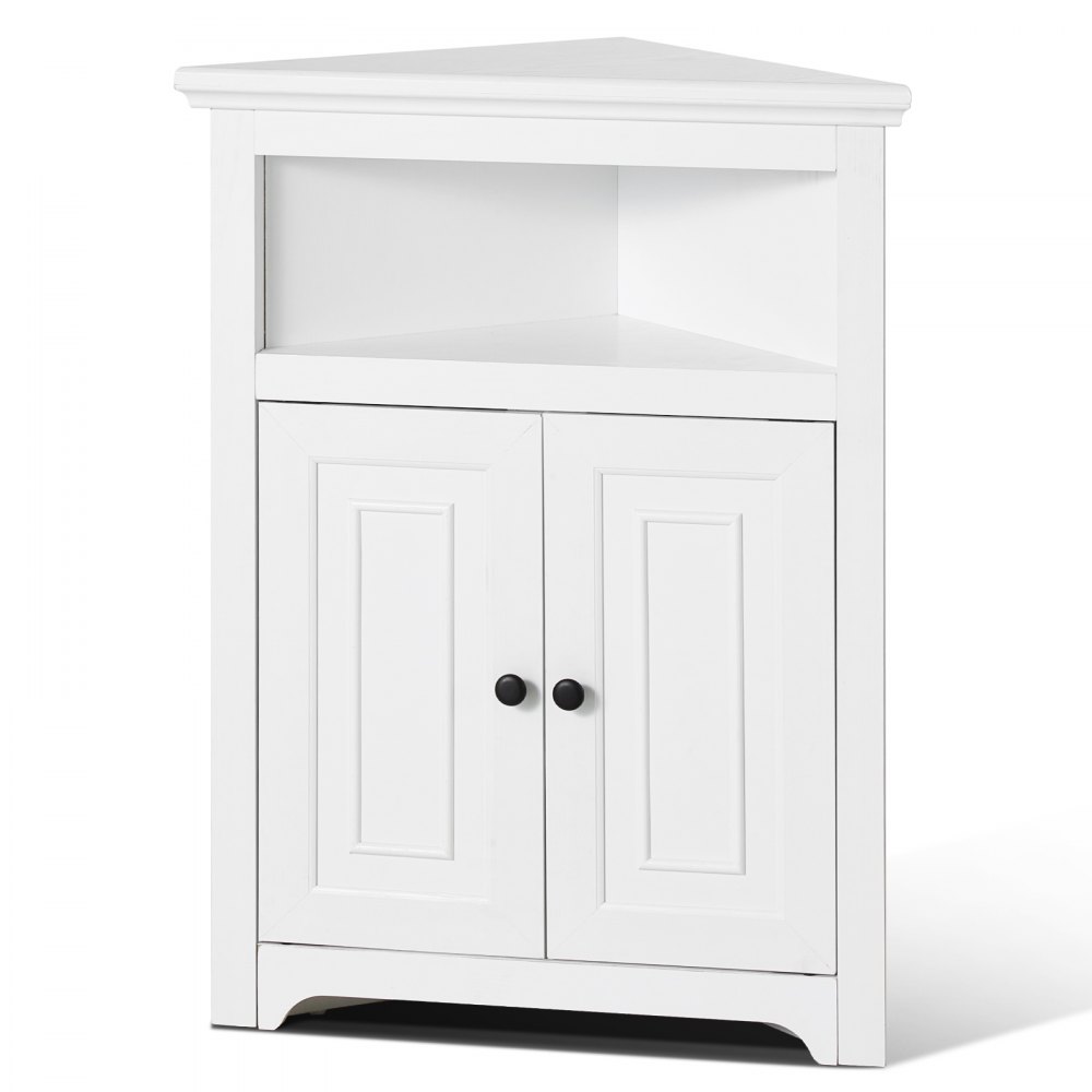 VEVOR Eckschrank Aufbewahrungsschrank mit 3-stufiger Regalen Mehrzweckschrank (845 mm Hohe) mit 2 Holztüren