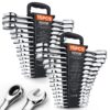 VEVOR Schlüsselsatz 30-teiliger Ratschenschlüsselsatz mit Organizer-Rack, metrisch 8 bis 24 mm, Garage