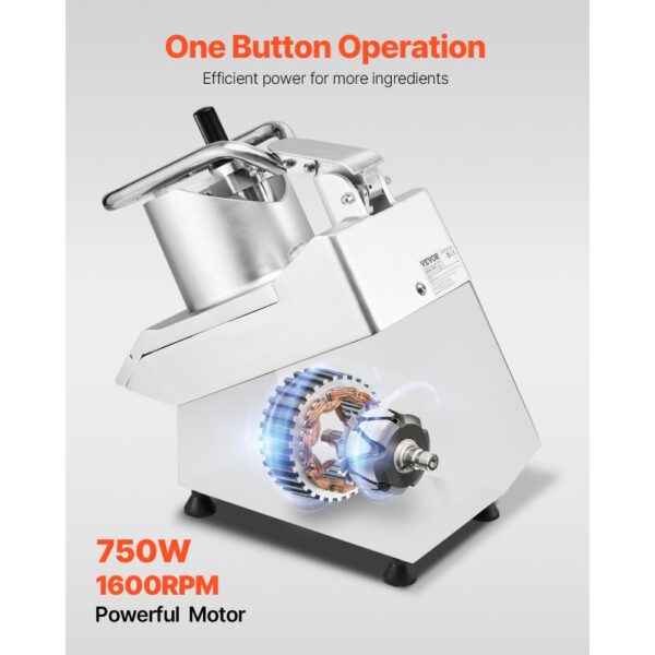 VEVOR Küchenmaschine Gemüseschneider Gemüsezerkleiner 2 Einfüllöffnungen, 3/5/7/10 mm Raspel, 2/4 mm Hobel – Bild 5