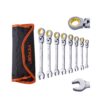 VEVOR Flexhead-Ratschenschlüsselsat 8-teiliger Ringmaulschlüsselsatz mit Rolltasche