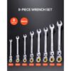 VEVOR Flexhead-Ratschenschlüsselsat 8-teiliger Ringmaulschlüsselsatz mit Rolltasche – Bild 2