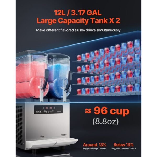 VEVOR kommerzielle Slusheis Maschine 12 L x 2 Doppeltank-Maschine für gefrorene Getränke – Bild 2