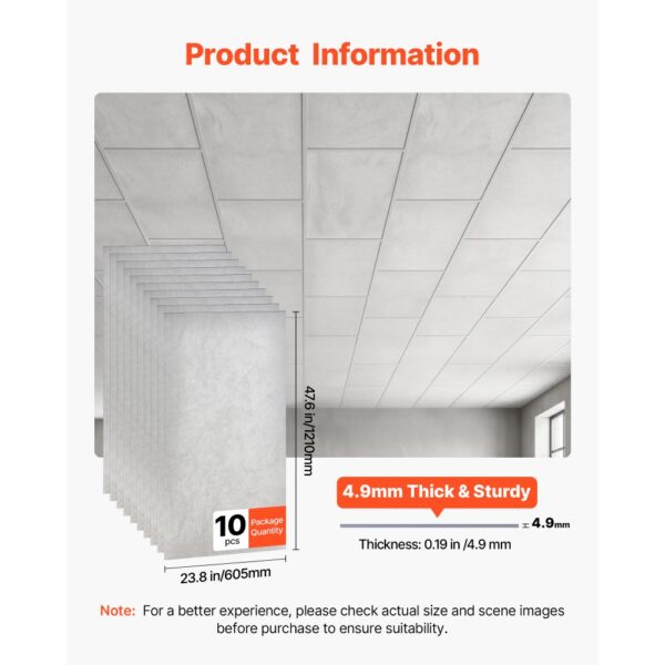 VEVOR 10 Stk. Deckenpaneele Deckenplatten PVC-Schaumplatte 605x1210mm Weiß, Marmormuster, Stoßfest – Bild 2 VEVOR 10 Stk. Deckenpaneele Deckenplatten PVC-Schaumplatte 605x1210mm Weiß, Marmormuster, Stoßfest – Bild 2