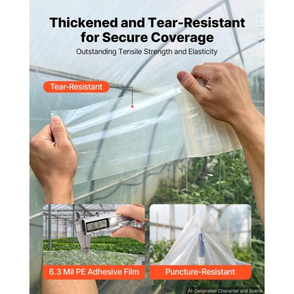 VEVOR Gewächshaus Reparaturband 0,15x32m Folienklebeband 0,15mm Transparent, Rissen & Nähten – Bild 3
