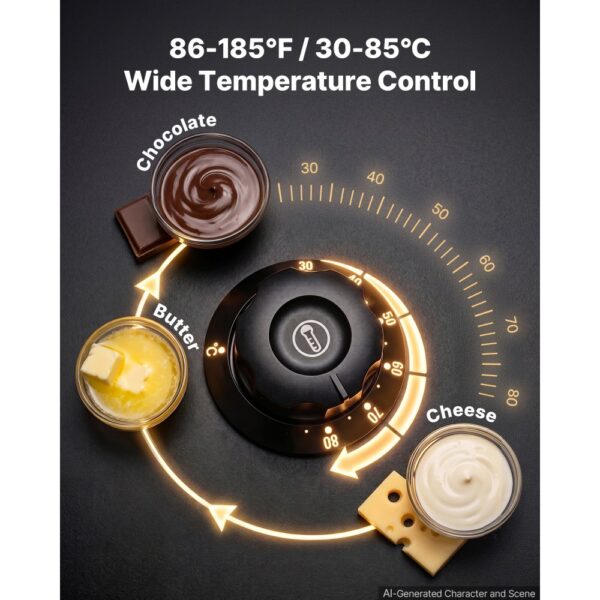 VEVOR Schokoladenschmelzmaschine 2 Abnehmbare Behälter Edelstahl 1,2 kW, mit Temperaturregelung 30–85 ℃ – Bild 4