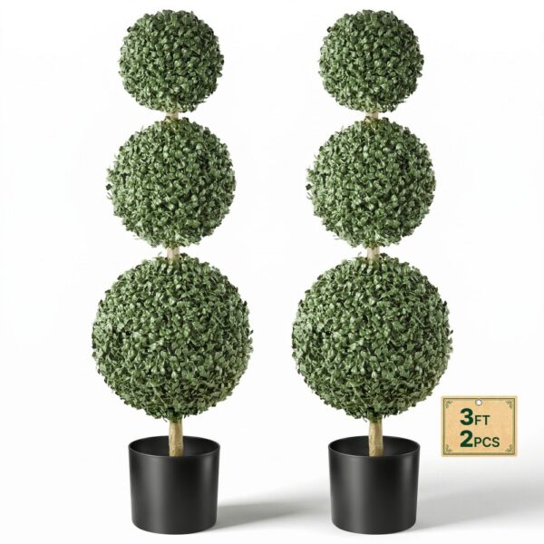 VEVOR Künstliche Pflanze 2 Stk. Künstlicher Buchsbaum mit PP-Topf 914mm, Kunstbaum aus PE, Indoor & Outdoor