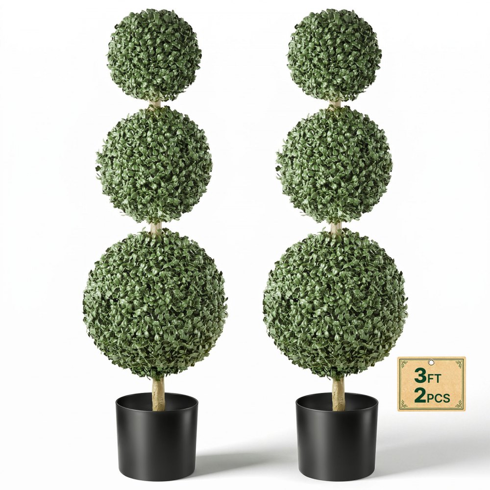 VEVOR Künstliche Pflanze 2 Stk. Künstlicher Buchsbaum mit PP-Topf 914mm, Kunstbaum aus PE, Indoor & Outdoor