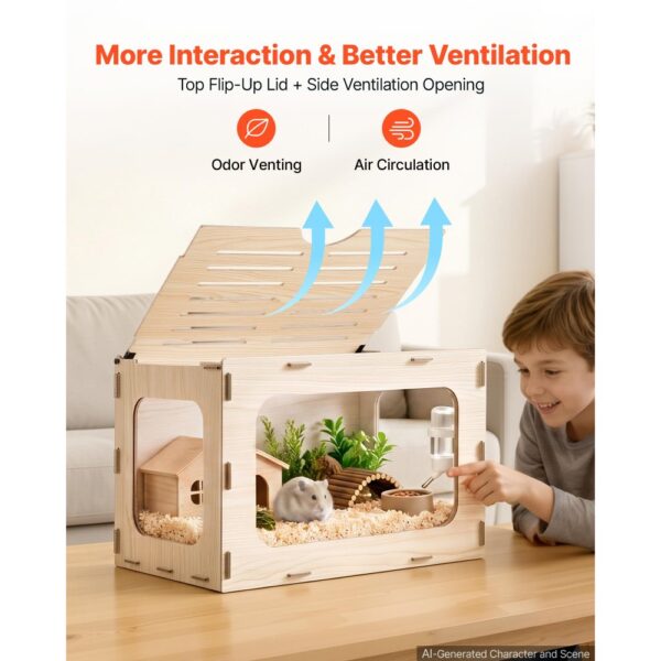 VEVOR Hamsterkäfig Nagerkäfig Nagarium Hamstergehege Holz 605x405x405mm – Bild 5