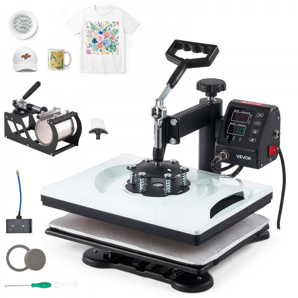 VEVOR Transferpresse 29x38cm 5-in-1 Sublimationsmaschine 1000W Heißpresse, für T-Shirts, Tassen