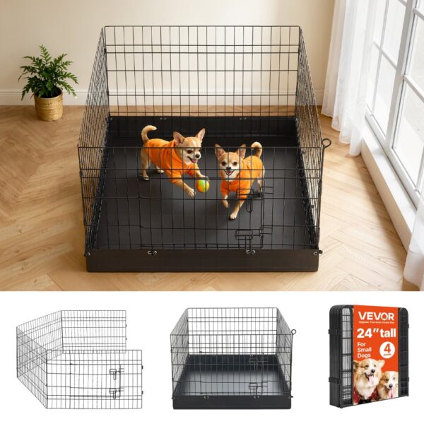 VEVOR Welpenauslauf Welpenlaufstall Hundeauslauf 61cm 4-tlg. mit Bodenmatte