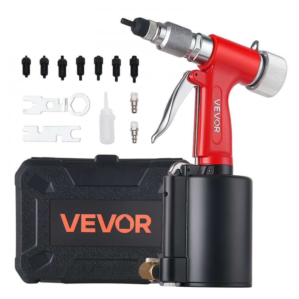 VEVOR Druckluft Nietmutternzange Set mit 3 SAE- & 5 Metrischen Kopfstück, 1215kg Zugkraft