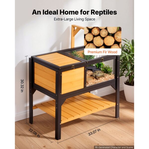 VEVOR Schildkrötenhaus Schildkrötengehege Reptilienkäfig 840x510x770 mm, Tannenholz, mit 2 Räumen – Bild 2