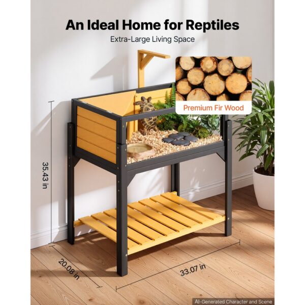 VEVOR Schildkrötenhaus Schildkrötengehege Reptilienkäfig 840x510x900 mm, aus Tannenholz, mit 2 Räumen – Bild 2