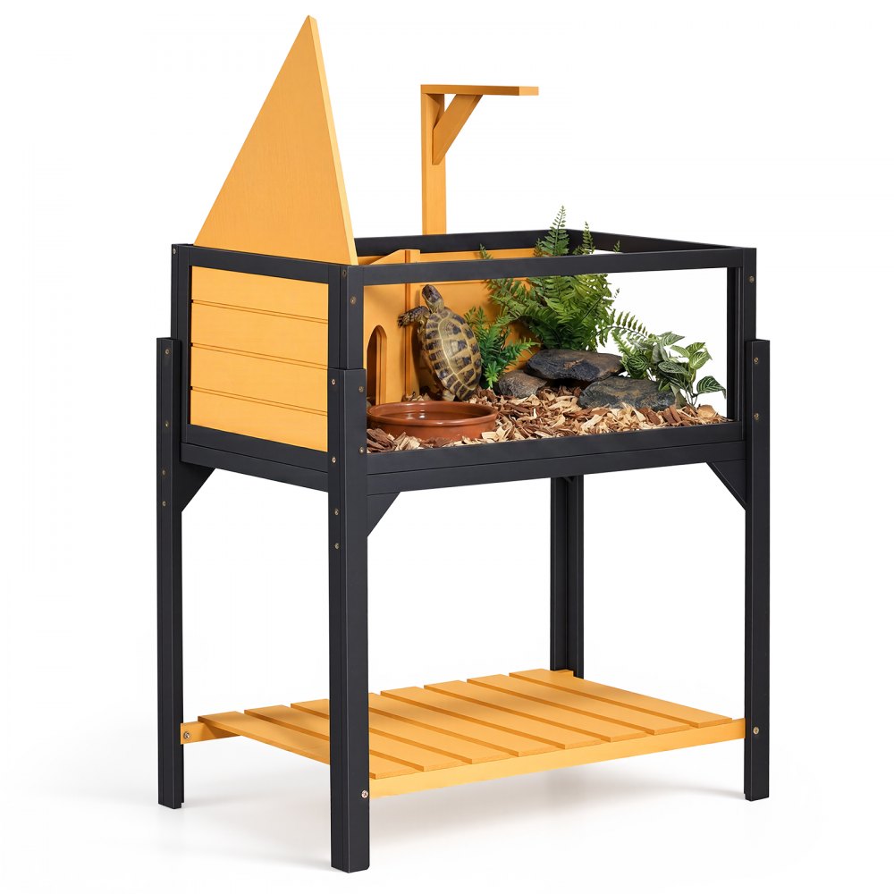 VEVOR Schildkrötenhaus Schildkrötengehege Reptilienkäfig 840x510x900 mm, aus Tannenholz, mit 2 Räumen