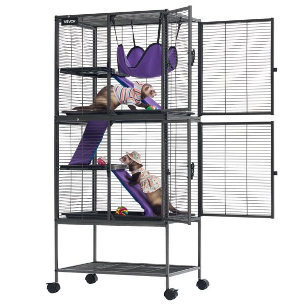 VEVOR Kleintierkäfig Metall Frettchenkäfig Kleintiergehege 61x44x138 cm