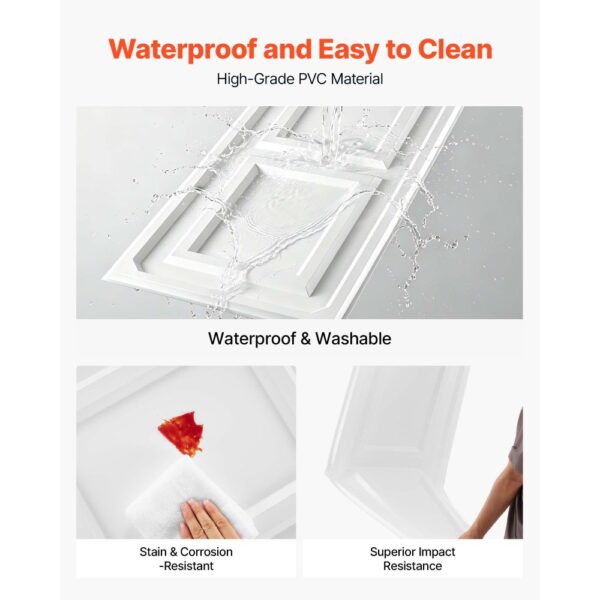VEVOR 12 Stk. Deckenpaneele PVC-Deckenplatten Deckenfliesen 605x1215mm Weiß, 3D-Konstruktion, Stoßfest – Bild 3 VEVOR 12 Stk. Deckenpaneele PVC-Deckenplatten Deckenfliesen 605x1215mm Weiß, 3D-Konstruktion, Stoßfest – Bild 3