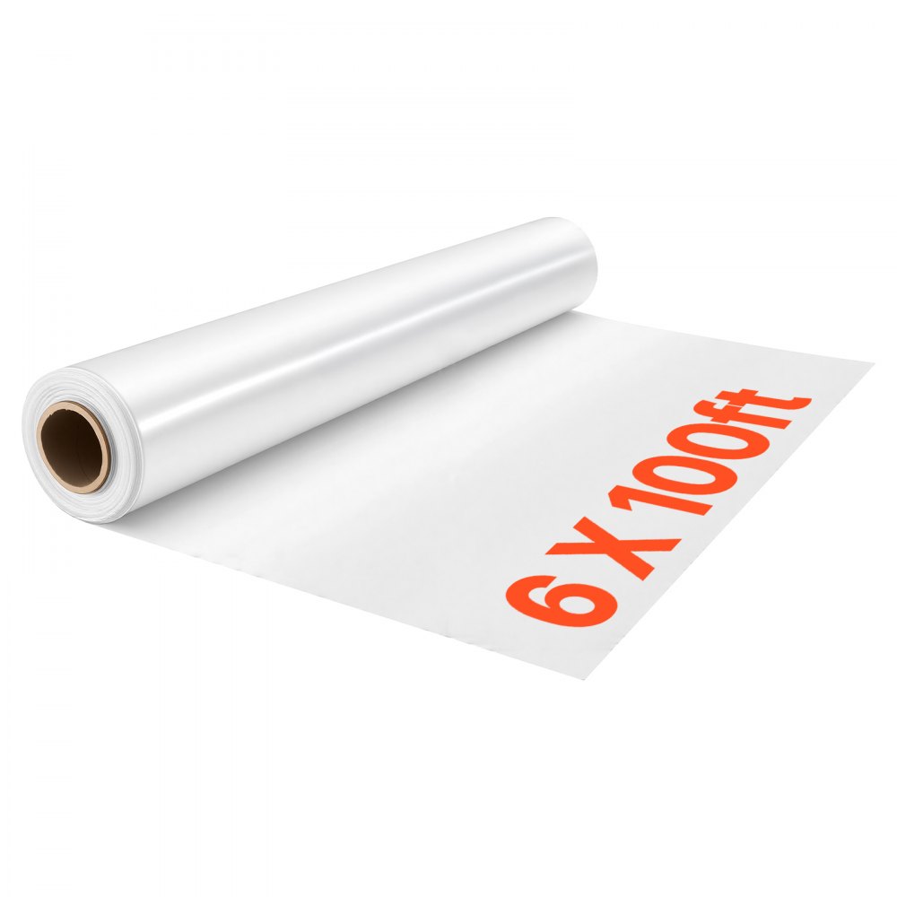 VEVOR Gewächshausfolie 1,8x30,5m Polyethylenfolie 0,143–0,152mm Tunnelfolie, Lichtdurchlässig, Meterware